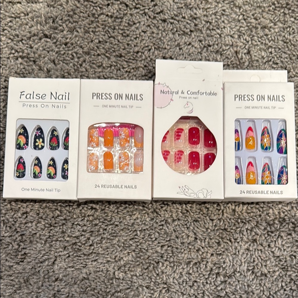 Set of 4 Colorful Press On Nails Set